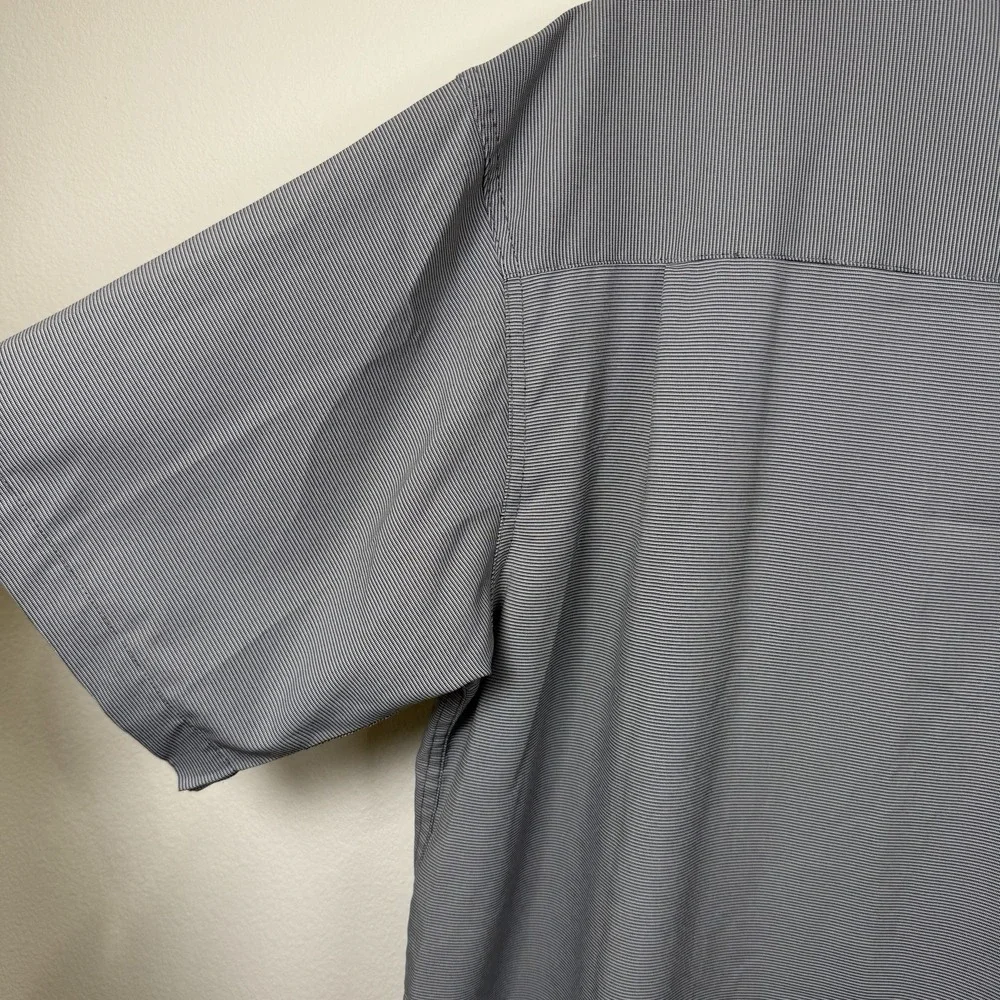 Haggar Mens Gray Button Up Shirt Mend L Collared Short Sleeve Dress - Picture 13 of 16